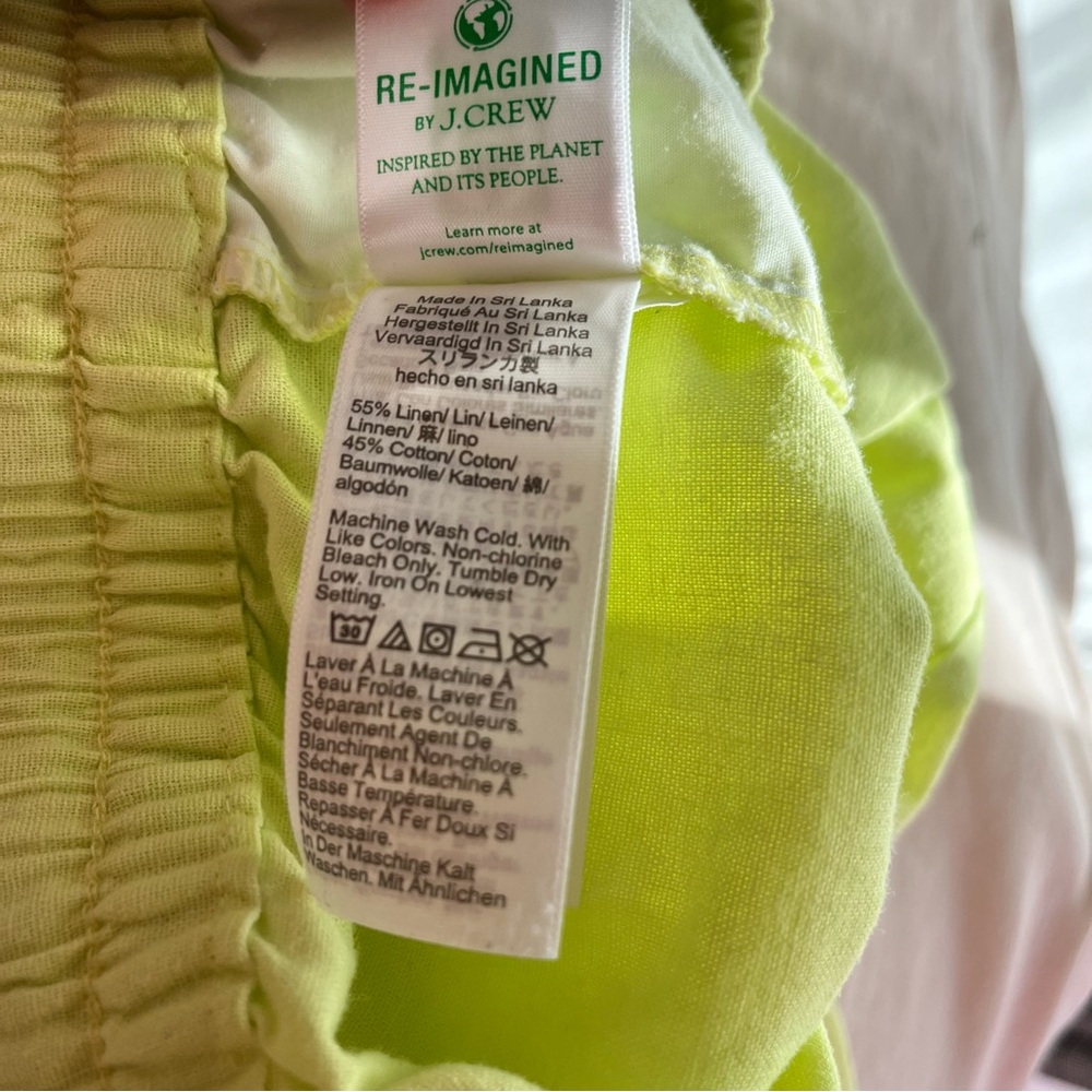 J.Crew• Linen Blend Neon Yellow Pants• Sz 8 - Picture 5 of 7